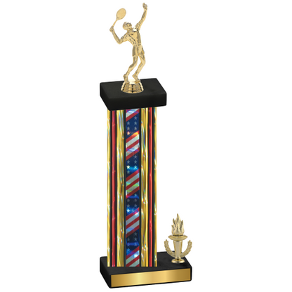 Accented Single Flag USA Victory Tennis Trophy