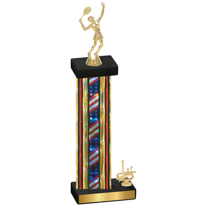 Accented Single Flag USA First Place Tennis Trophy