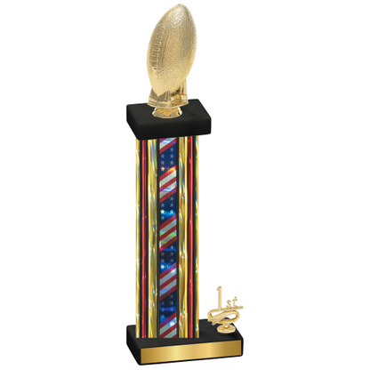 Accented Single Flag USA First Place Football Trophy