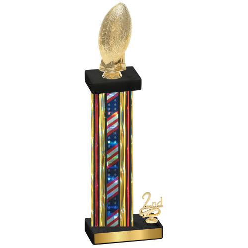 Accented Single Flag USA Second Place Football Trophy