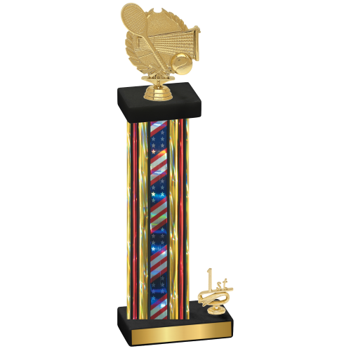 Accented Single Flag USA First Place Tennis Trophy