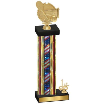 Accented Single Flag USA First Place Tennis Trophy