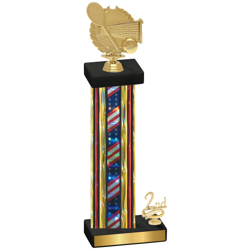 Accented Single Flag USA Second Place Tennis Trophy