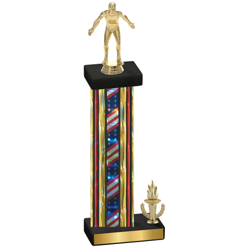 Accented Single Flag USA Victory Wrestling Trophy