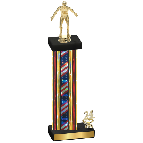 Accented Single Flag USA Year Wrestling Trophy