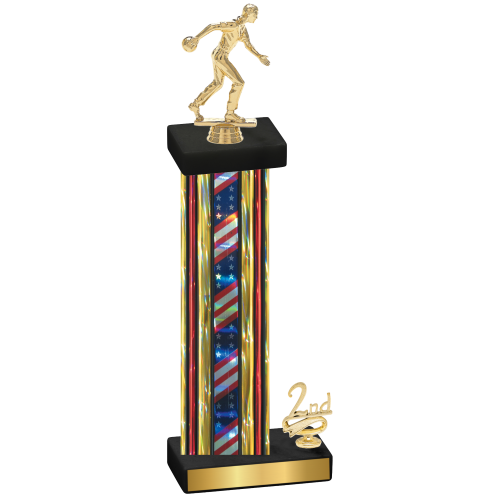 Accented Single Flag USA Second Place Bowling Trophy