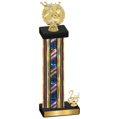 Accented Single Flag USA Second Place Bowling Trophy