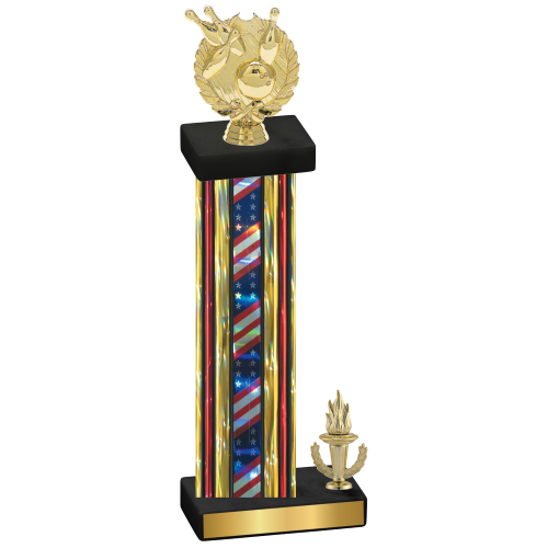 Accented Single Flag USA Victory Bowling Trophy