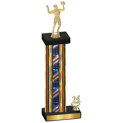 Accented Single Flag USA Year Volleyball Trophy