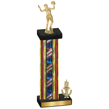 Accented Single Flag USA Victory Volleyball Trophy