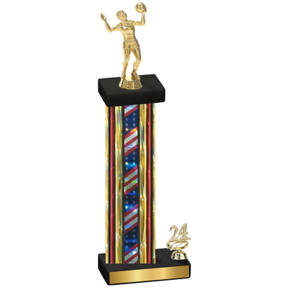 Accented Single Flag USA Year Volleyball Trophy