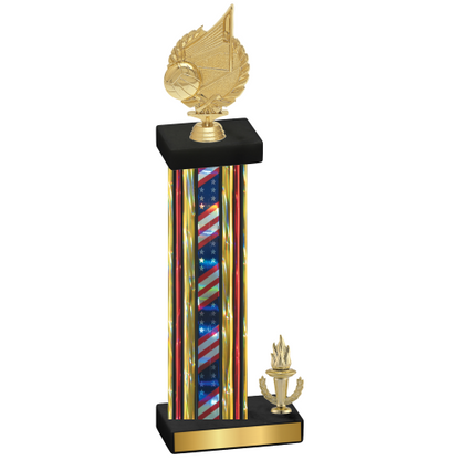 Accented Single Flag USA Victory Volleyball Trophy