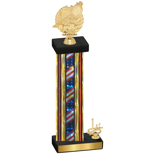 Accented Single Flag USA First Place Swimming Trophy