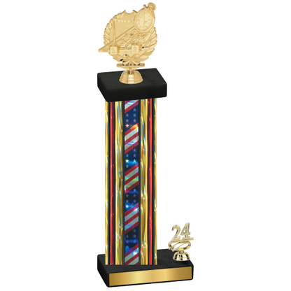 Accented Single Flag USA Year Swimming Trophy