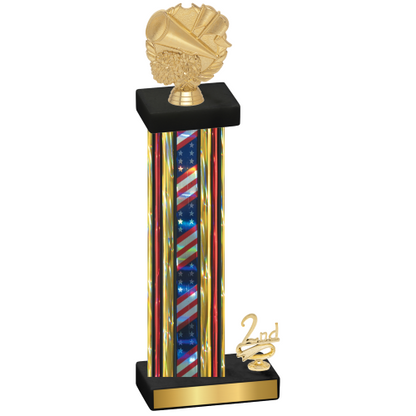 Accented Single Flag USA Second Place Cheerleading Trophy