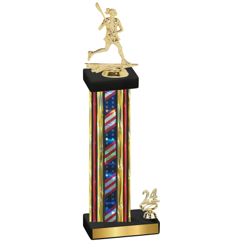 Accented Single Flag USA Year Lacrosse Trophy