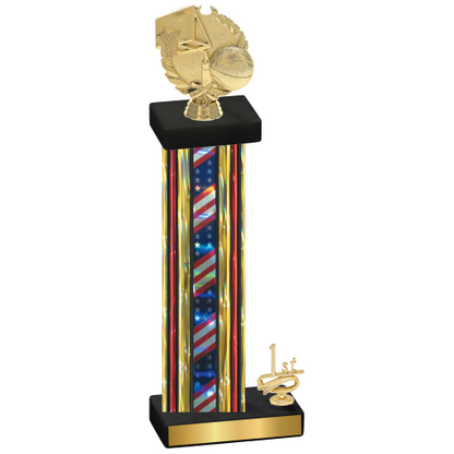 Accented Single Flag USA First Place Basketball Trophy