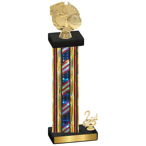 Accented Single Flag USA Second Place Basketball Trophy