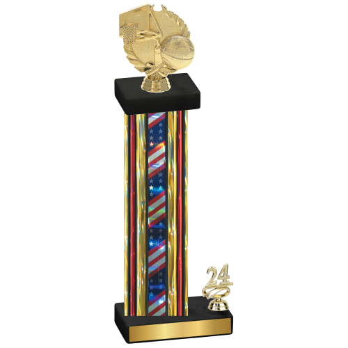 Accented Single Flag USA Year Basketball Trophy