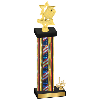 Accented Single Flag USA First Place Pickleball Trophy