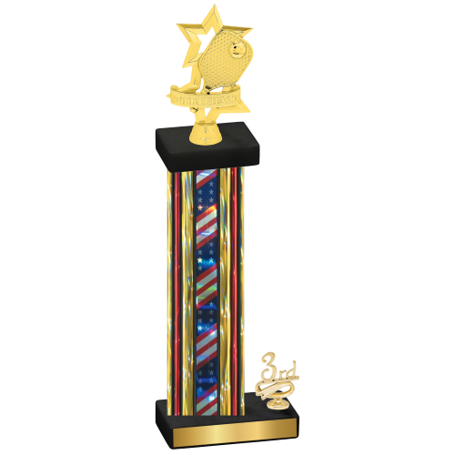 Accented Single Flag USA Third Place Pickleball Trophy