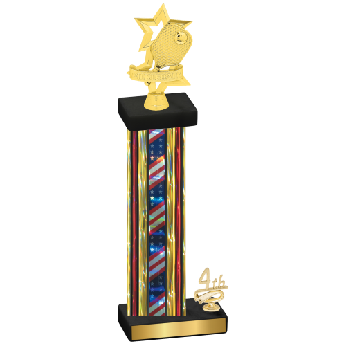 Accented Single Flag USA Fourth Place Pickleball Trophy