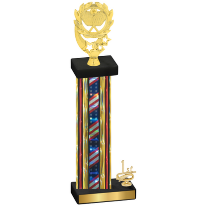 Accented Single Flag USA First Place Pickleball Trophy