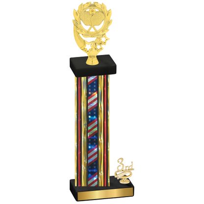 Accented Single Flag USA Third Place Pickleball Trophy