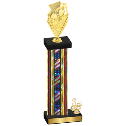 Accented Single Flag USA Third Place Pickleball Trophy