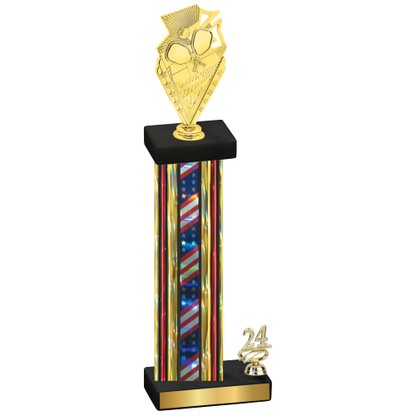 Accented Single Flag USA Year Pickleball Trophy