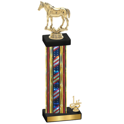 Accented Single Flag USA First Place Horses Trophy