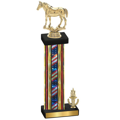 Accented Single Flag USA Victory Horses Trophy