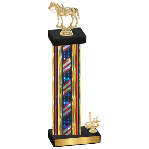 Accented Single Flag USA First Place Horses Trophy