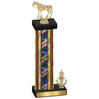 Accented Single Flag USA Victory Horses Trophy