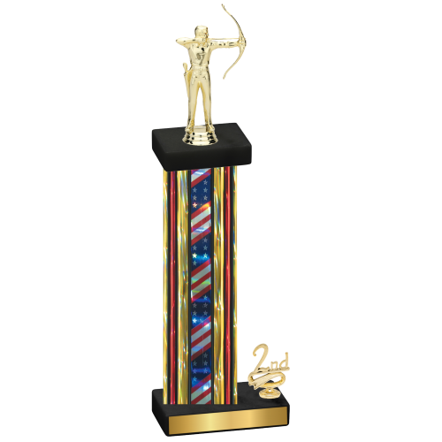 Accented Single Flag USA Second Place Archery Trophy