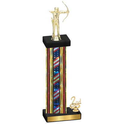 Accented Single Flag USA Second Place Archery Trophy