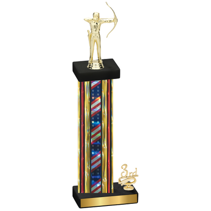 Accented Single Flag USA Third Place Archery Trophy