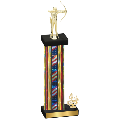 Accented Single Flag USA Fourth Place Archery Trophy