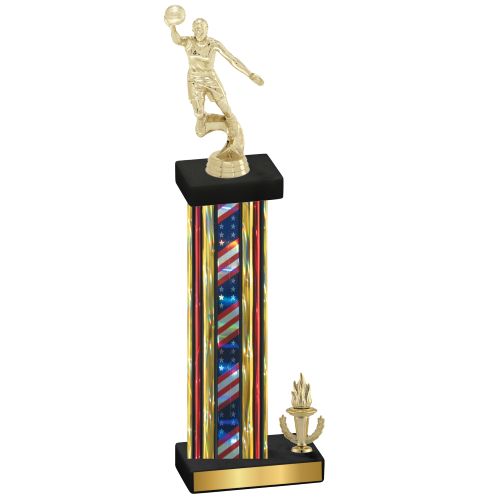 Accented Single Flag USA Victory Basketball Trophy