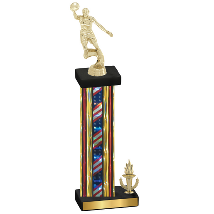 Accented Single Flag USA Victory Basketball Trophy