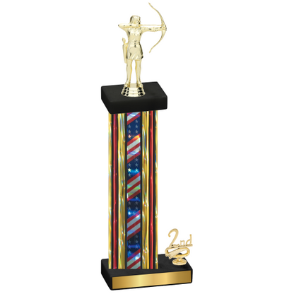 Accented Single Flag USA Second Place Archery Trophy