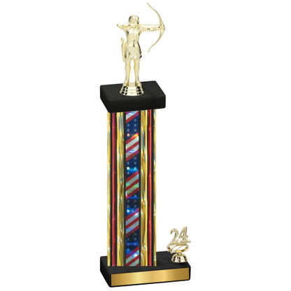 Accented Single Flag USA Year Archery Trophy