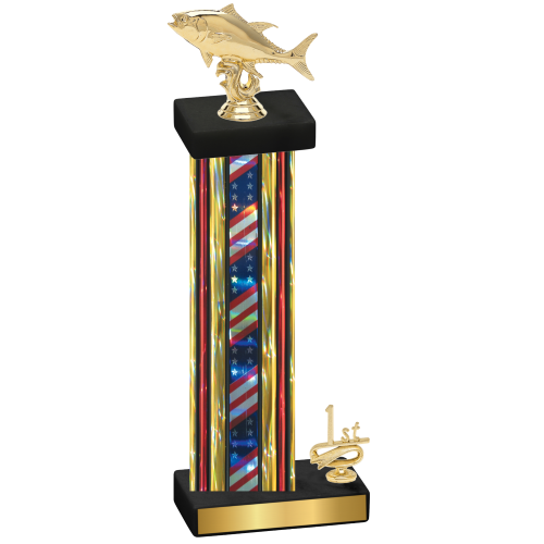 Accented Single Flag USA First Place Fishing Trophy