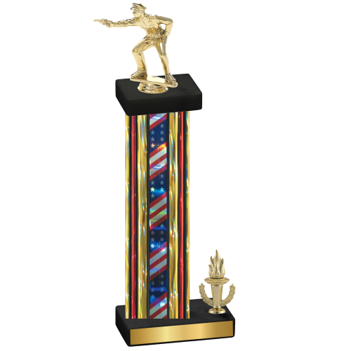 Accented Single Flag USA Victory Shooter Trophy