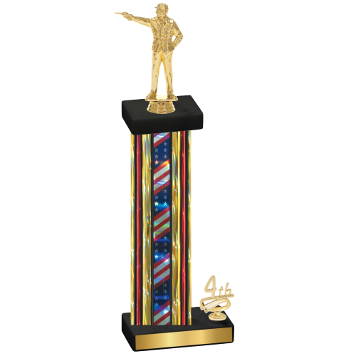 Accented Single Flag USA Fourth Place Shooter Trophy