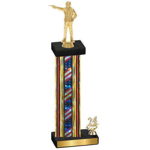 Accented Single Flag USA Year Shooter Trophy