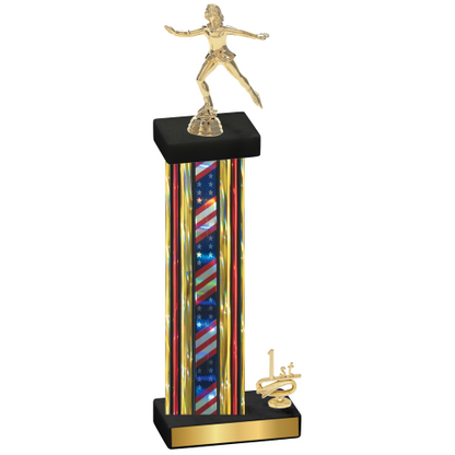 Accented Single Flag USA First Place Skater Trophy