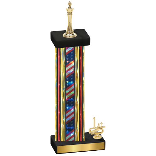 Accented Single Flag USA First Place Chess Trophy