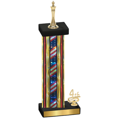 Accented Single Flag USA Fourth Place Chess Trophy