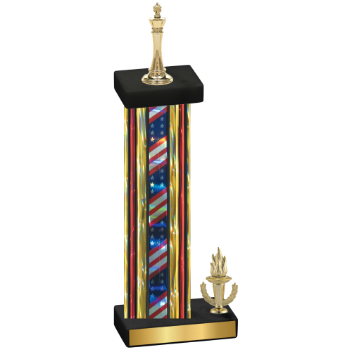 Accented Single Flag USA Victory Chess Trophy